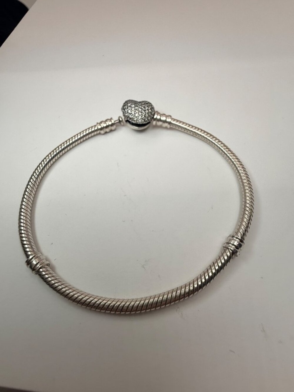 Pandora 590727CZ Sparkling Pavé Heart Clasp Bracelet Sterling Silver 7”